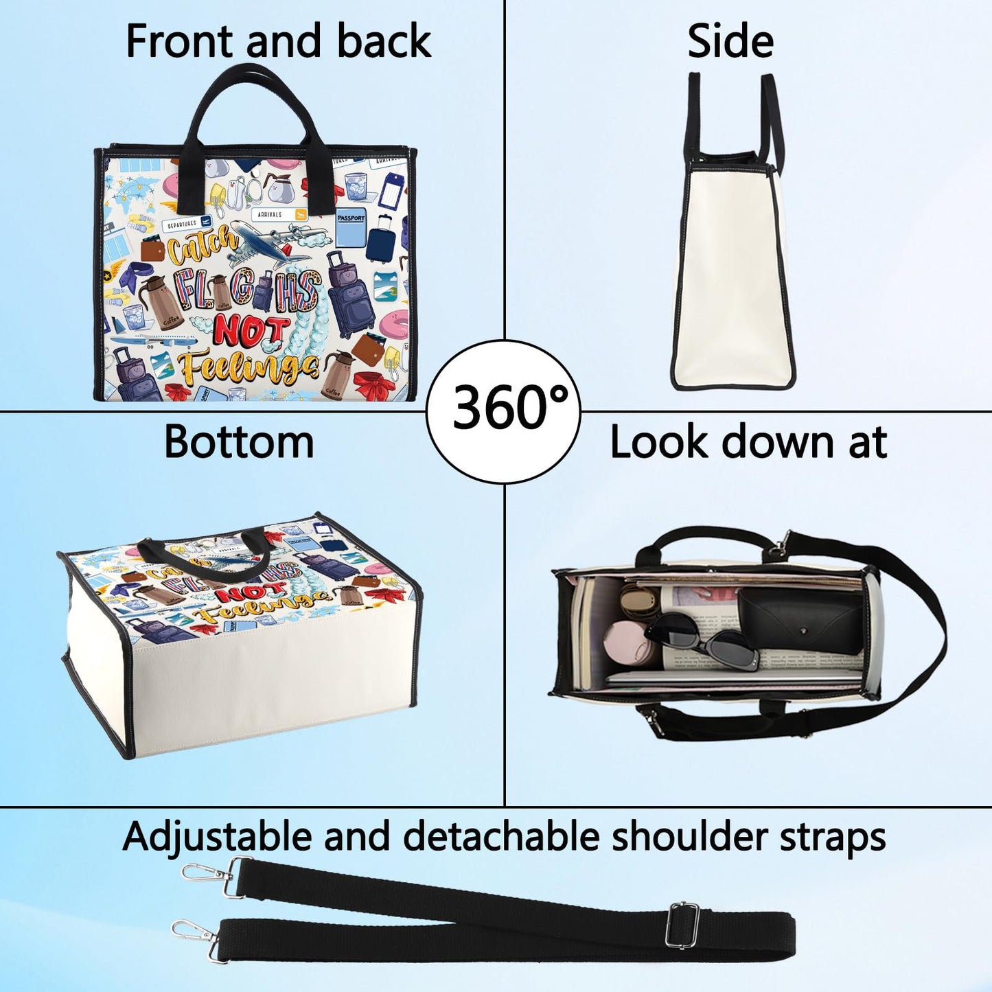 LEVLO Flight Attendant Cosmetic Make Up Bag Pilot Gift Catch The Flights Not Feelings Makeup Zipper Pouch Bag Airplane Traveler Gift (Flights Not LT)