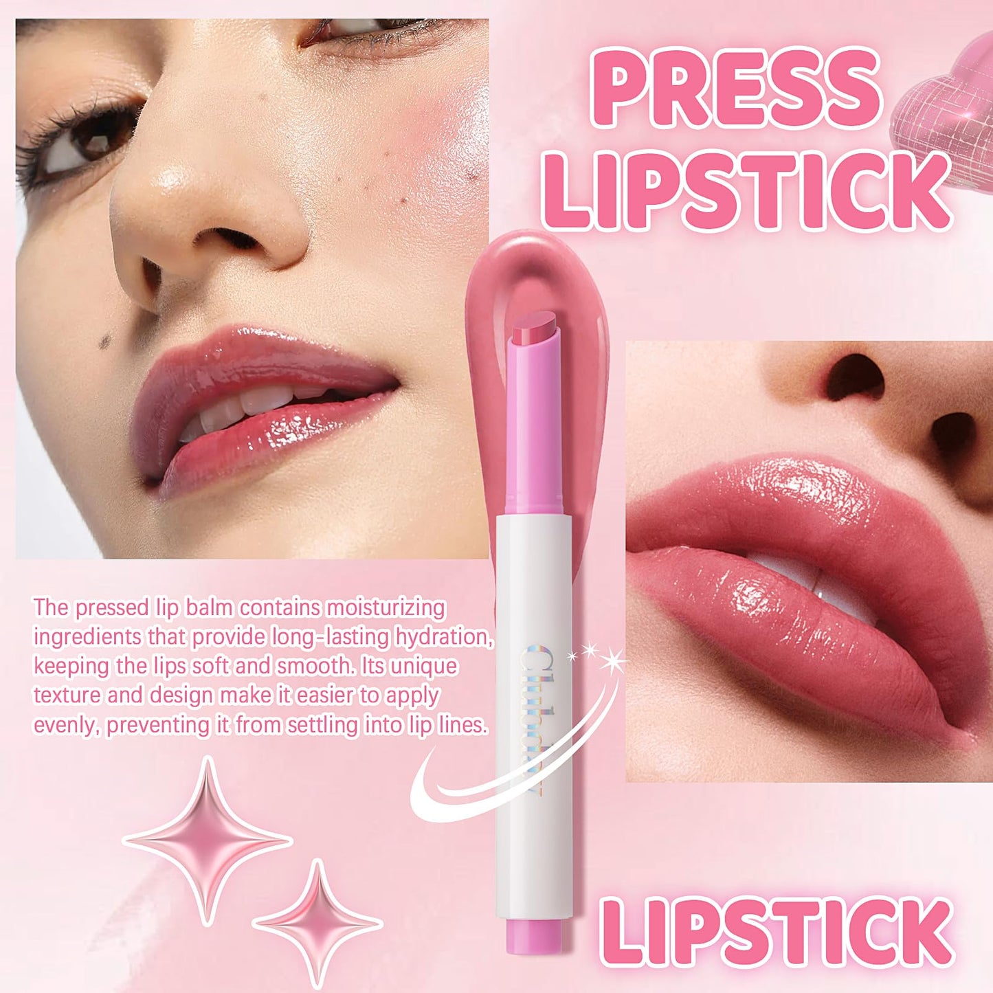 Clubday Hydrating Tinted Lip Balm Natural Lip Plumper Gloss, Lightweight Moisturizing Lip Care-01