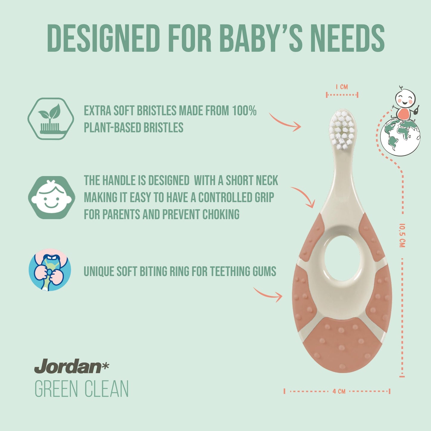 Jordan* ® | Step 1 Green Clean Toddler Toothbrush | Pack 3 Units | Manual