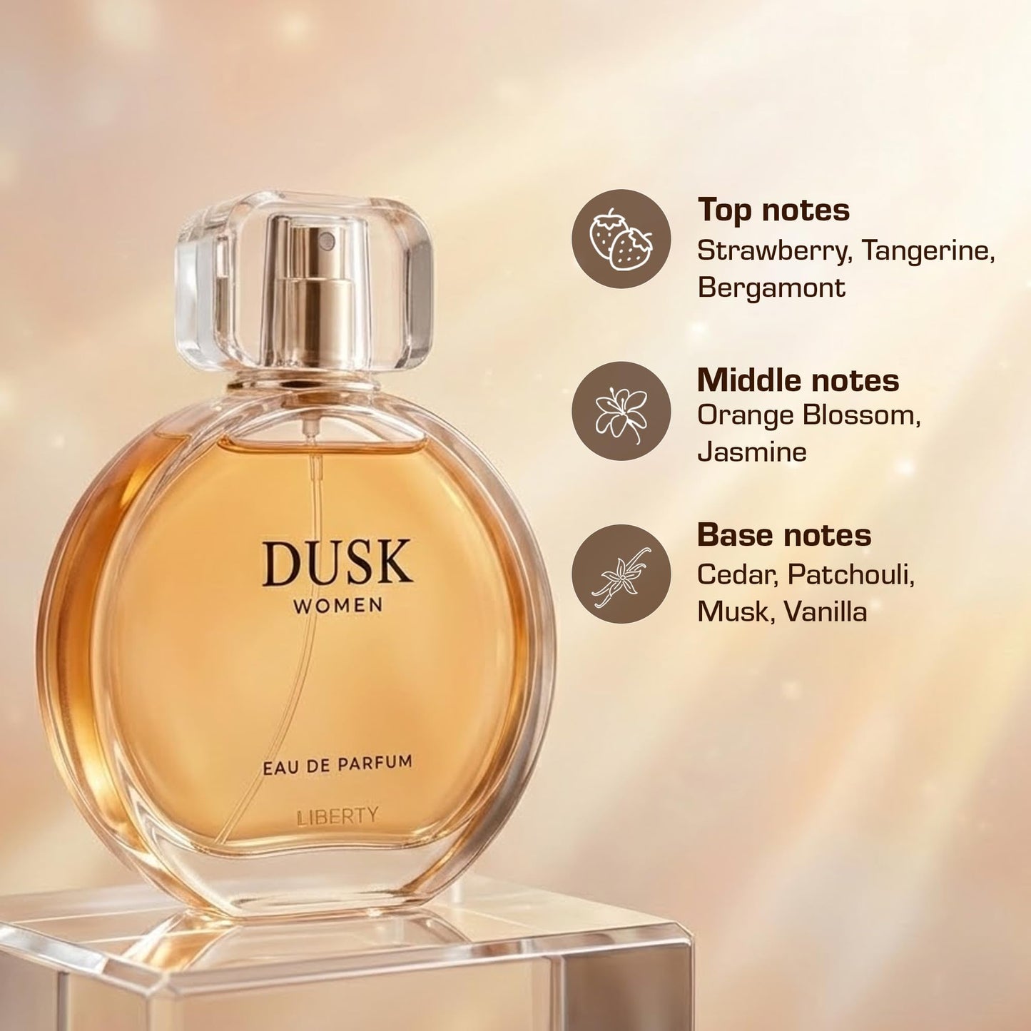Liberty Perfume for Women, 3.4 Oz Dusk Perfumes Long-Lasting Fragrance Eau de Parfum for Luxury Fruity Scent for Women, Perfume Spray