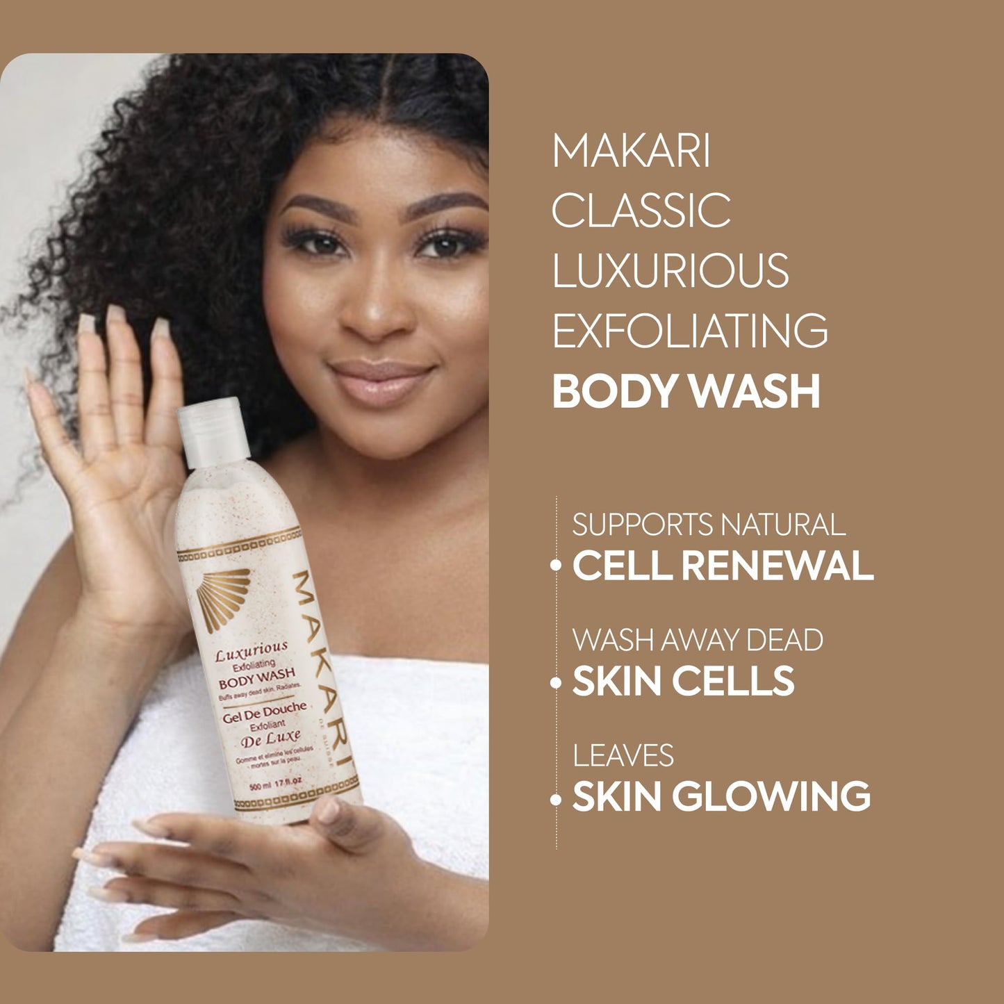 Makari Classic Luxurious Exfoliating Body Wash (500 ml) | Brightening & Exfoliating Body Cleanser | Removes Dead Skin Cells & Unclogs Pores | Recommended for All Skin Types