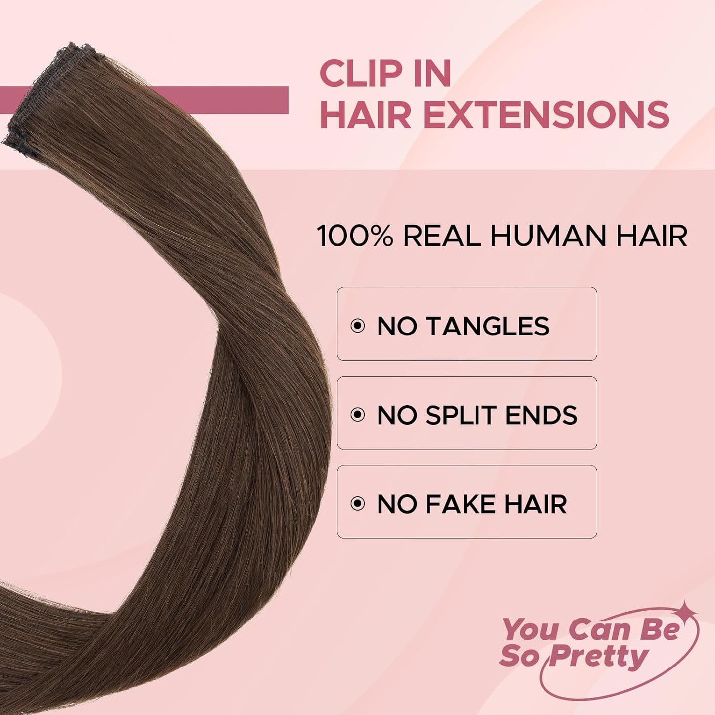Clip-In Hair Extensions - Real Human Hair, 12 Inch, Dark Brown, Straight | Add Volume & Length for Daily Wear