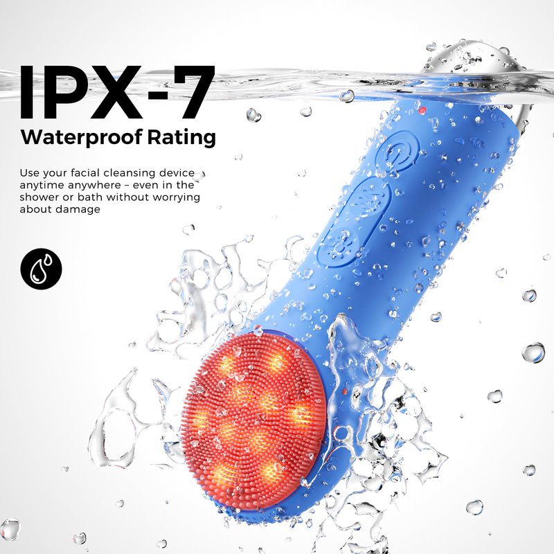 Face Scrubber Facial Cleansing Brush - Waterproof and Rechargeable Face Cleansing Brush with 4 LED Gentle Light, Cleansing, Exfoliating and Massaging, Electric Face Scrub Brush for Men & Women
