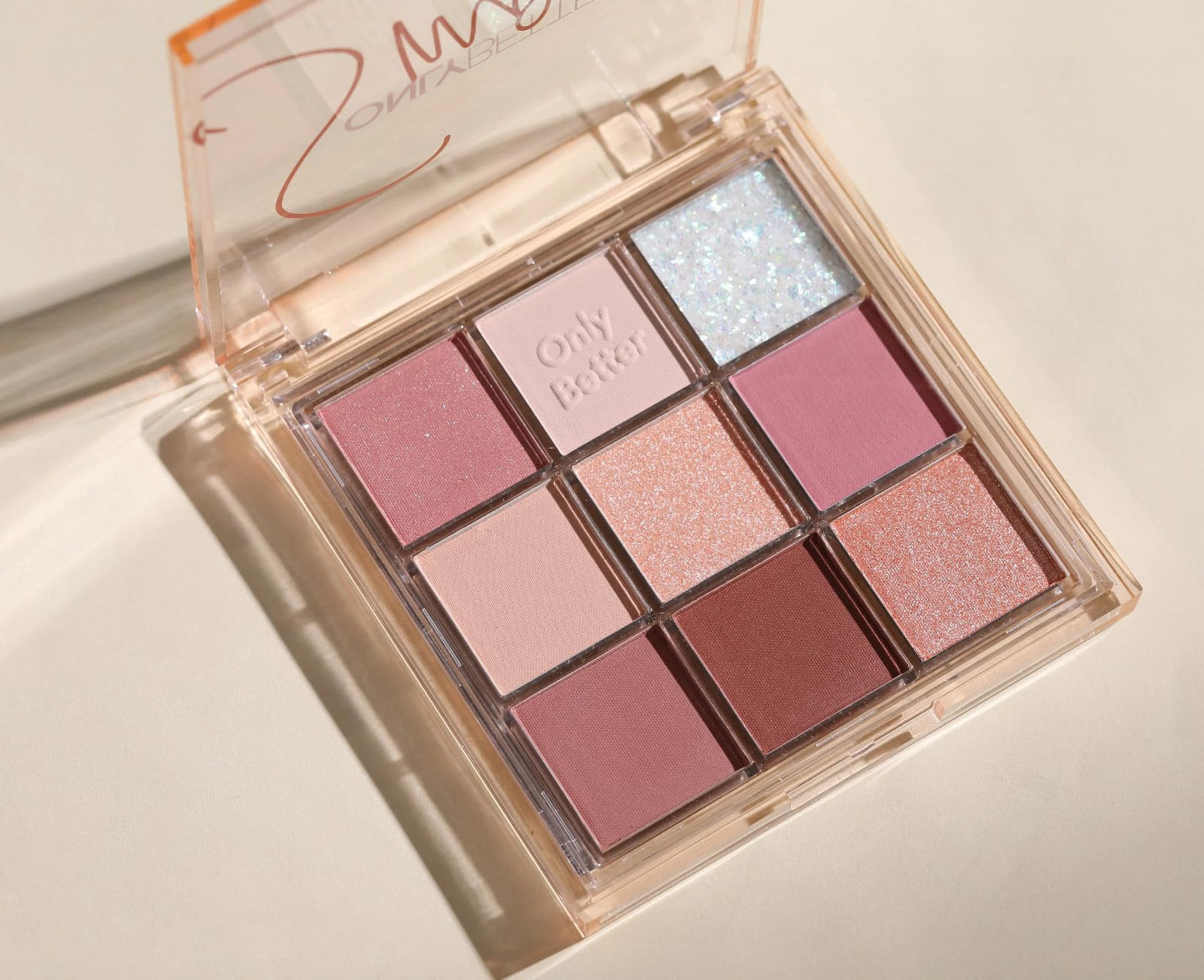 ONLYBETTER Pink Eyeshadow Palette with Glitter Shimmer Makeup