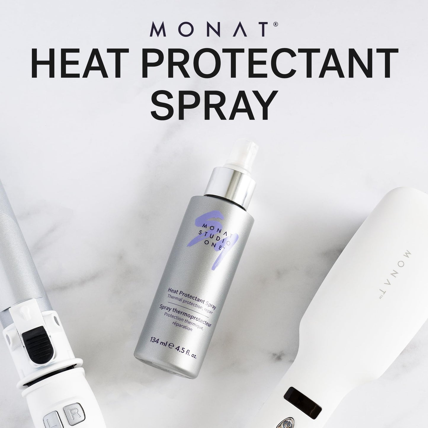 MONAT STUDIO ONE Heat Protectant Spray - 4.5 fl oz | Lightweight, Thermal Shield, Plant Protein & Algae Extract