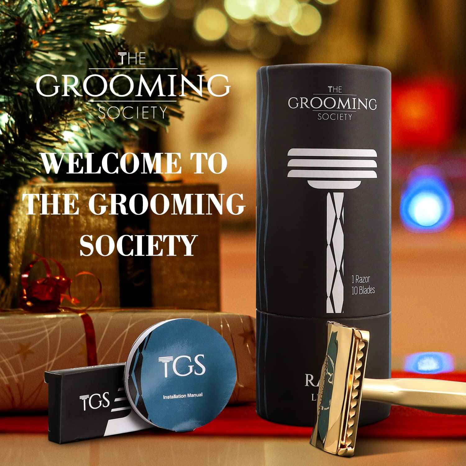 The Grooming Society Double Edge Safety Razor, Classic for Men and Women, Reusable Safety Razor, Metal Long Handle Safety Razor, 10 Blade Refill