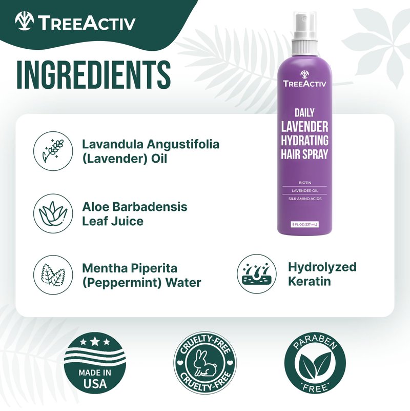 Nourishing Hair Growth Spray for Men and Women Hair Thickening Spray with Biotin Lavender Oil & Silk Amino Acids Lightweight Daily Leave-In Formula for Fuller Softer Hair, 8 fl oz