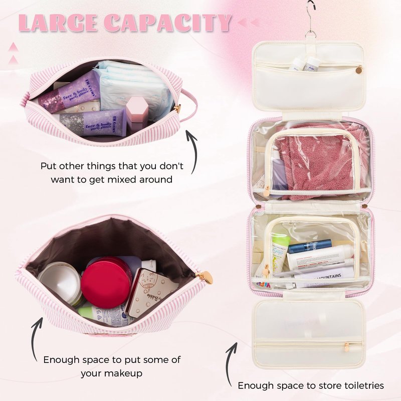 Fystdtote Birthday Gifts for Bridesmaid Friend Sister Teacher Wife - Personalized Toiletry Bag Makeup Bag for Women - Monogram Cosmetic Bag Travel Bag - Pink E