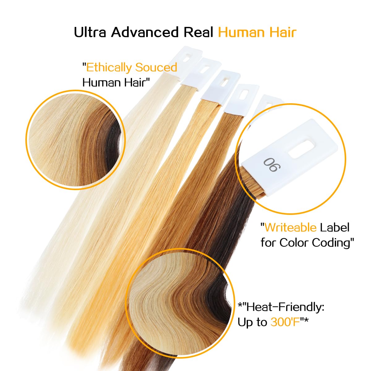 RINBOOOL Hair Swatches for Testing Color, 6 Different Levels, Sample Kit for Salon, Natural Remy Human Hair, 8 Inch 30 Pieces per Pack