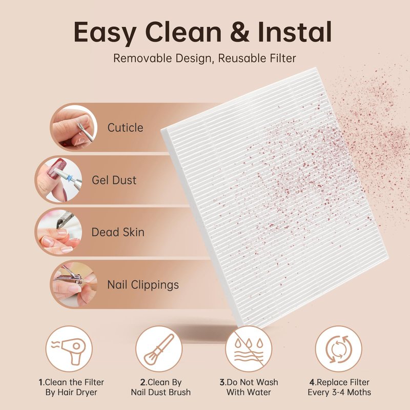 CHRISTINE SHELLY Nail Dust Collector, Powerful 4000RPM Vacuum Fan Vent Dust Collector Extractor Dust Suction Machine for Acrylic Nails Polishing, Nail Salon& Home