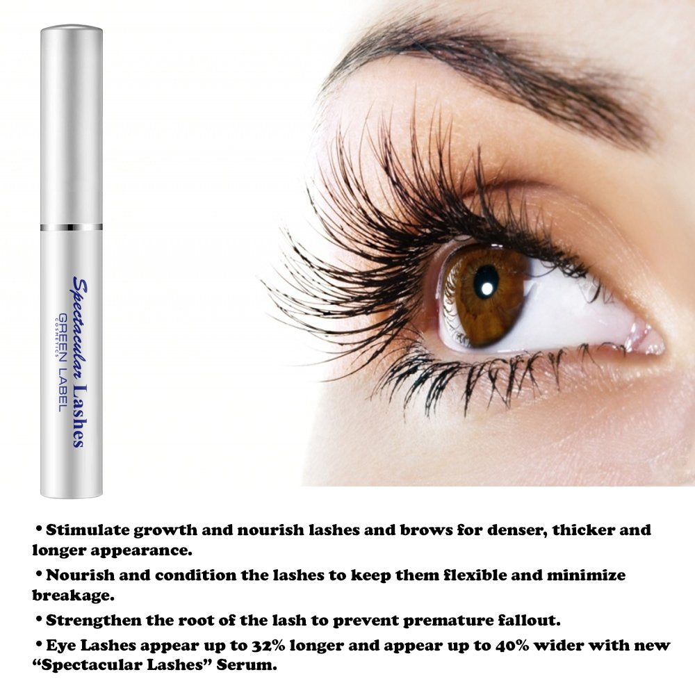 Eyelashes & Eyebrows Growth Products. Eyelash Growth Serum & Eyebrow Enhancer: “Spectacular Lashes”. Green Label Cosmetics
