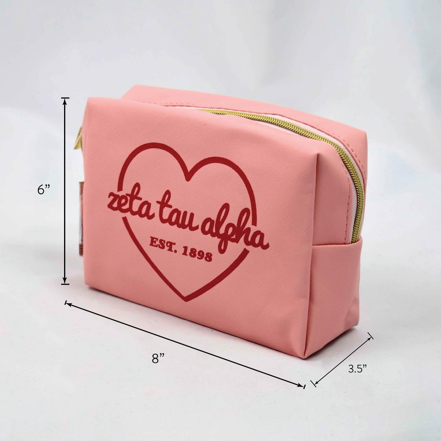 Sorority Shop Chi Omega Makeup Bag - Multi-Purpose PU Leather, Water-Resistant Makeup travel bag with Licensed Design and Zipper Closure, Perfect Chi Omega Sorority Gifts for Women