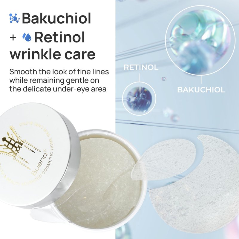Bueno+ Bakuchiol Anti-Wrinkle Ampoule Eye Patch, 60 Patches, Under Eye Patches for Puffy Eyes and Dark Circles with Bakuchiol and Retinol, Korean Skin Care