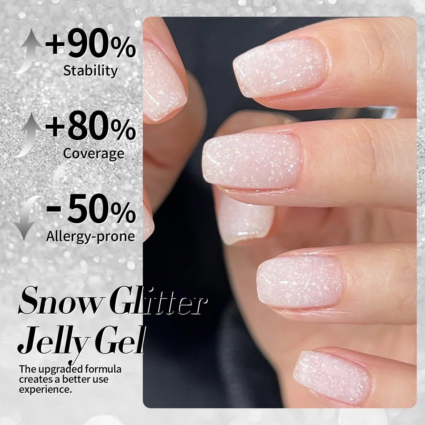 Born Pretty Jelly Gel Nail Polish, Shimmer Glitter Snow Jelly Gel, Milky White Translucent Natural Gel Nail Polish, Manicure Salon DIY for Women Girls 15ML