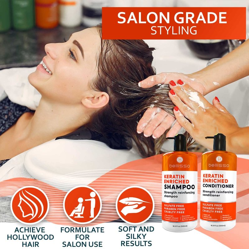 BELLISSO Keratin Shampoo and Conditioner Set and Keratin Hair Mask