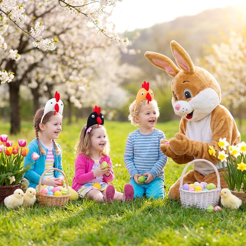 ABOOFAN 12Pcs Easter Chicken Headbands, Cartoon Soft Plush Chicken Costume Accessory, Farm Animal Ears Hair Hoop, Universal for Kids and Adults, Easter Halloween Party Supplies