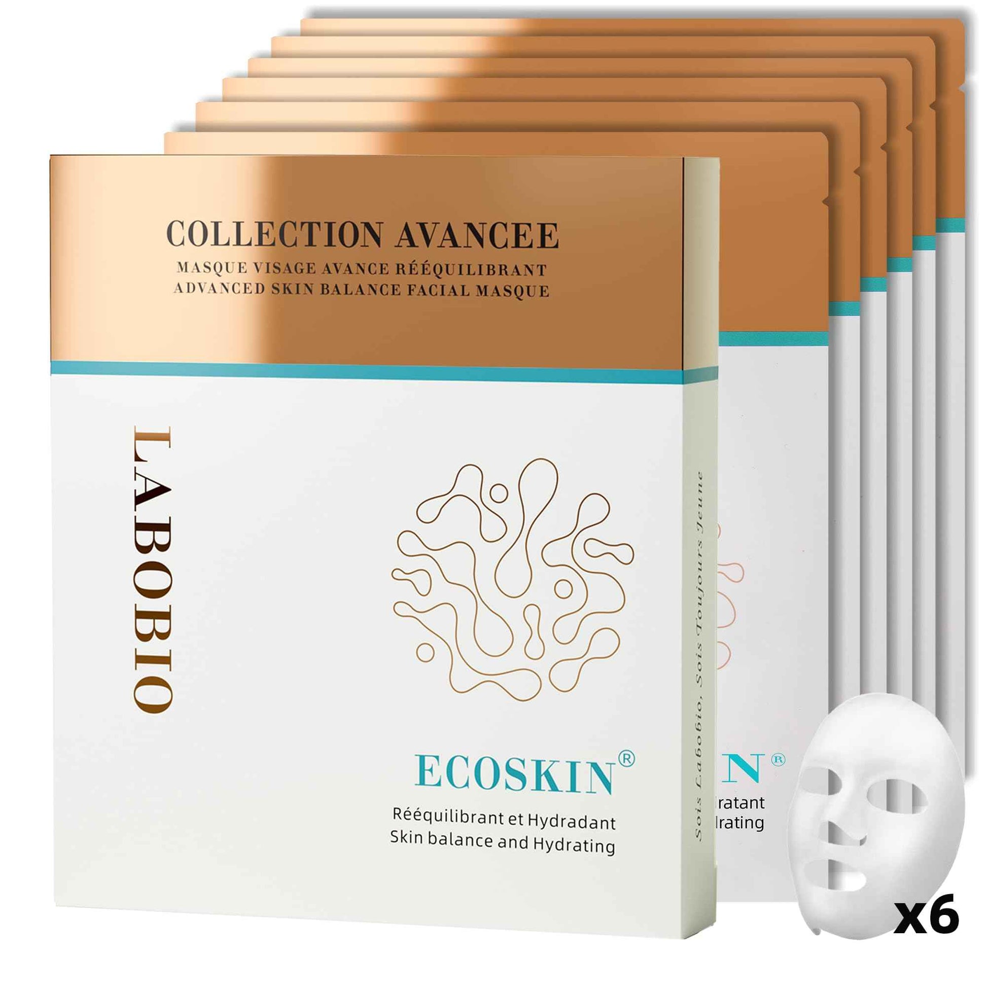 LABOBIO Ecoskin® Advanced Rebalancing Face Mask – 6x20ml | Microbiome-Friendly Face Mask with Prebiotics & Probiotics | Hydrating & Soothing Treatment for All Skin Types