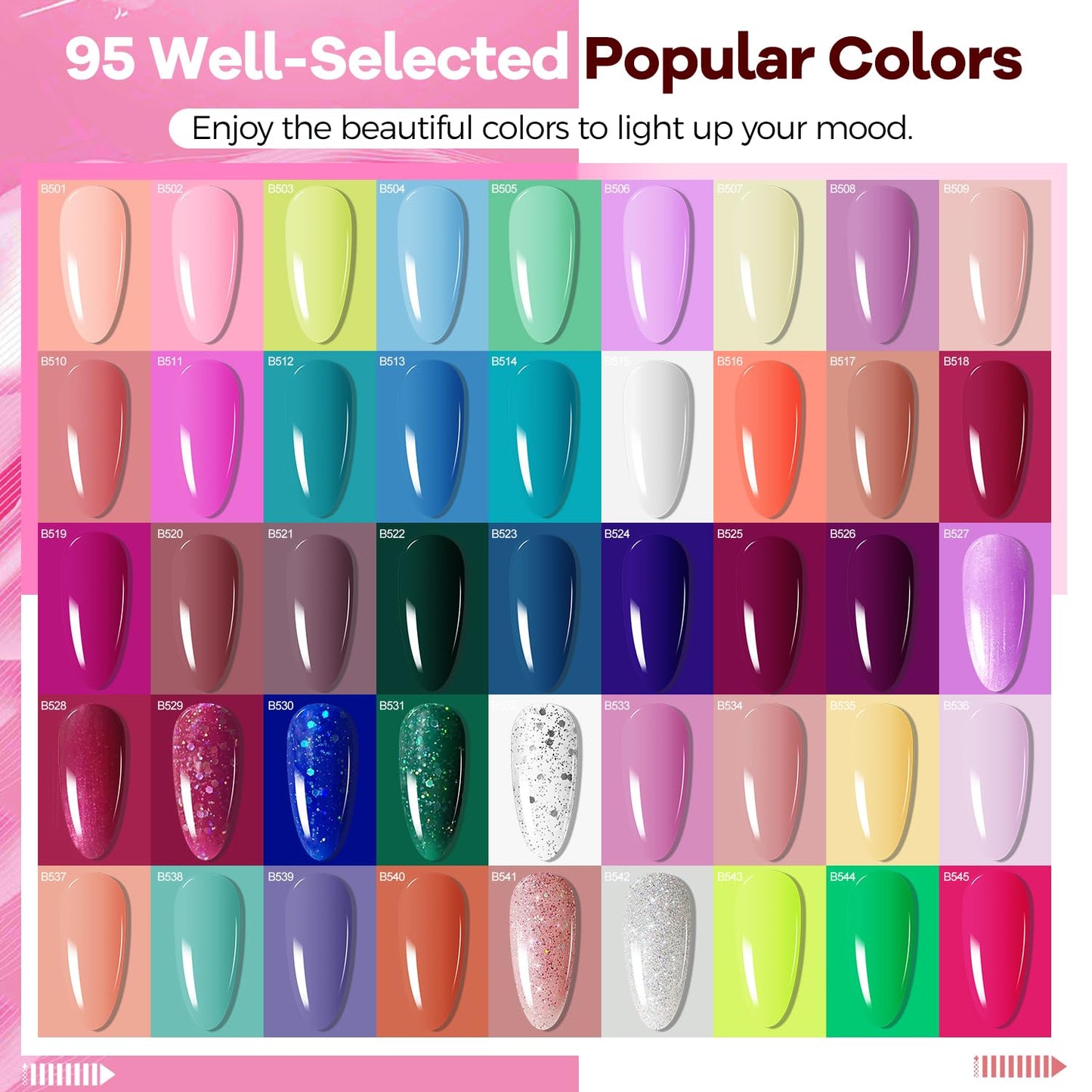 JODSONE Gel Nail Set 20+3 Colors High Shine Gorgeous Gel Polish Base Top Matte Coat Nice Gifts Show Charm