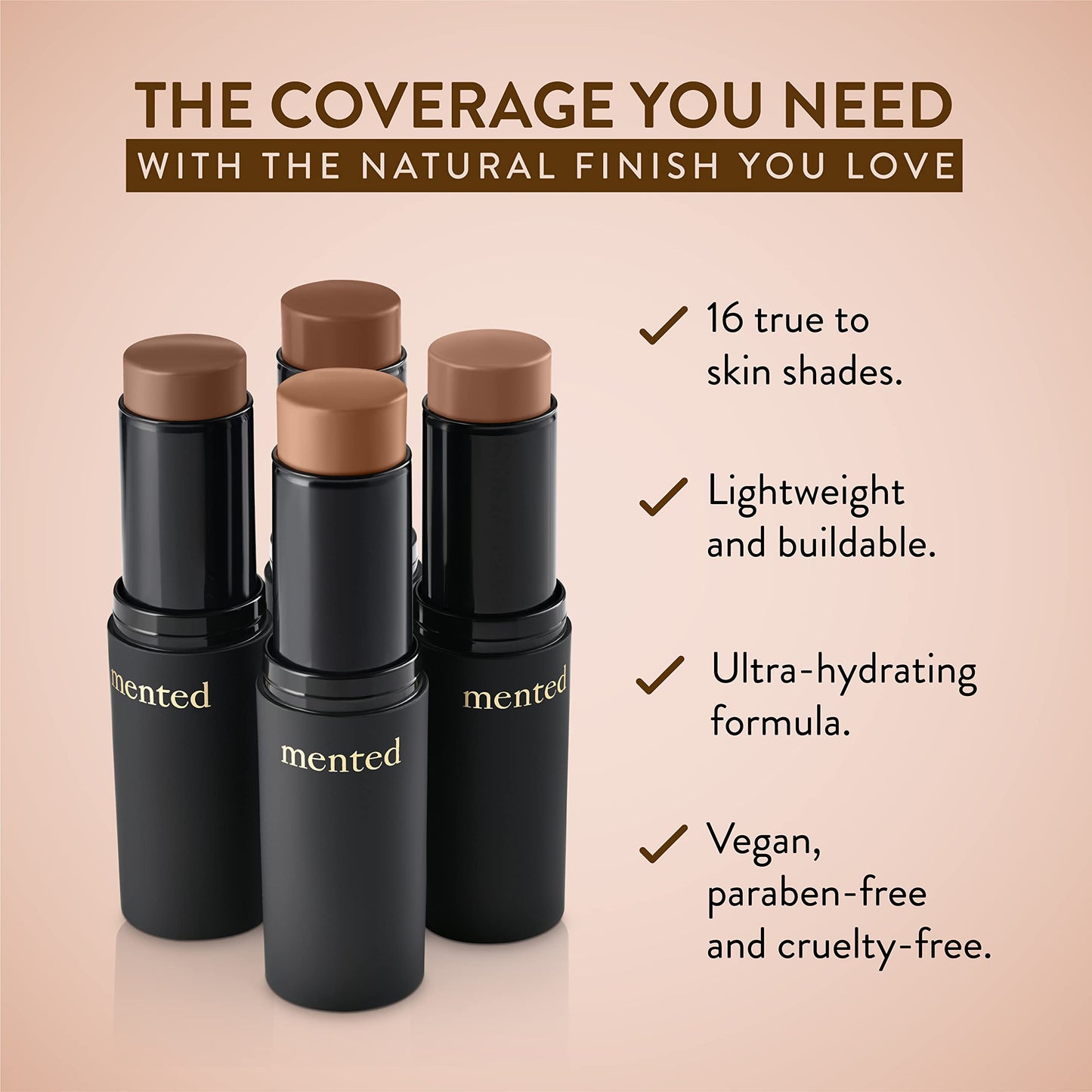Mented Cosmetics Stick Foundation Make Up, Concealer & Contour Stick for Medium Tan Skin, Cream Foundation for Black Women Makeup, Vegan and Cruelty Free, T30