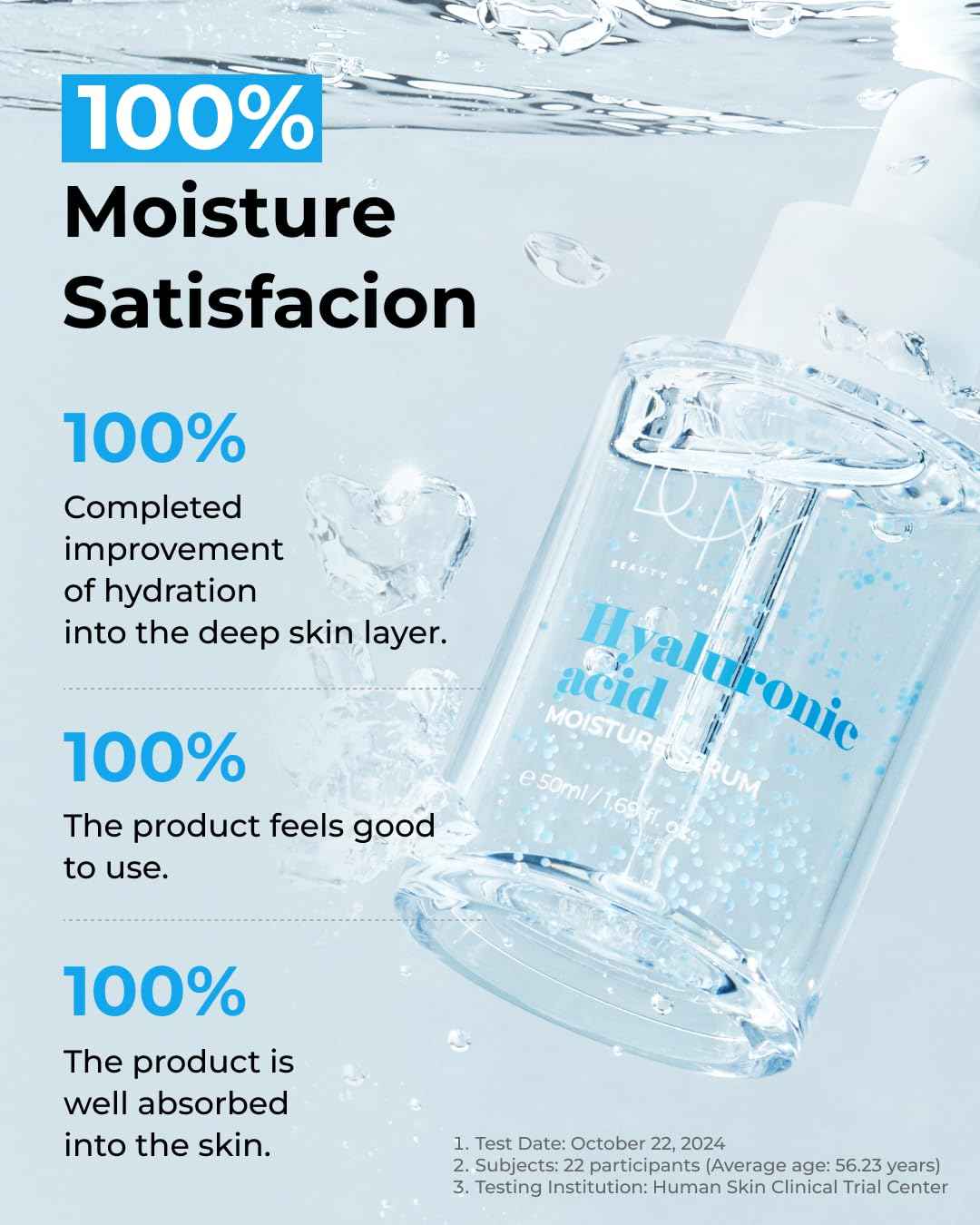 BOM Hyaluronic Acid Moisturizing Serum 1.69 fl oz, Lightweight Vegan Facial Serum with Moisture Capsules and Vitamins, Deep 20 Layer Hydration, Face Plumping, Hypoallergenic, Dry Skin Korean Skincare