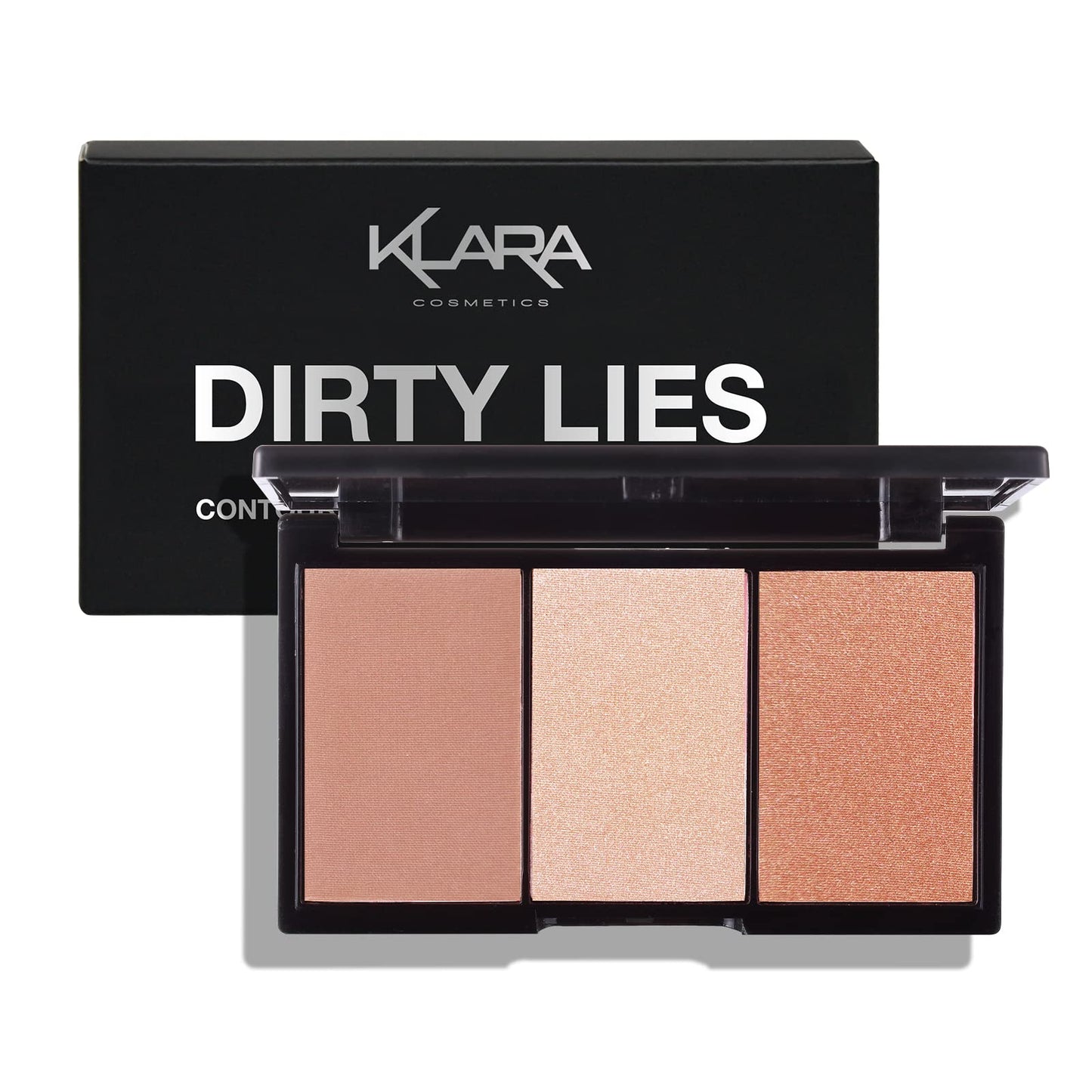 Klara Cosmetics Contour Bronze Blush and Highlight Palette - Makeup Palette with Matte and Shimmer - Face Makeup Palette - Dirty Lies - 0.35 oz