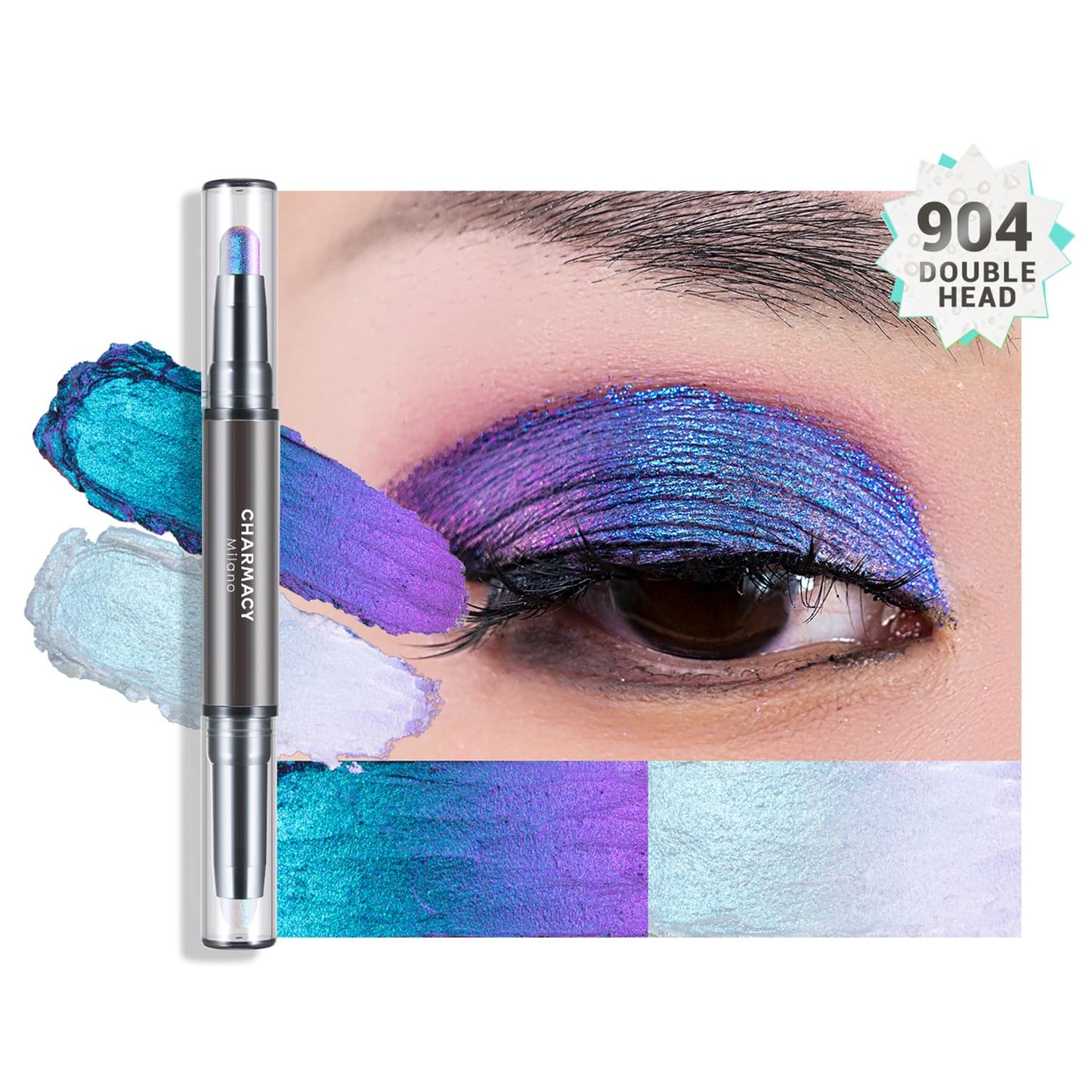 Multichrome 2-in-1 Cream Eyeshadow Stick - Waterproof Eye Brightener & Highlighter, Vegan, Smudge-Proof | High Pigment (#904)
