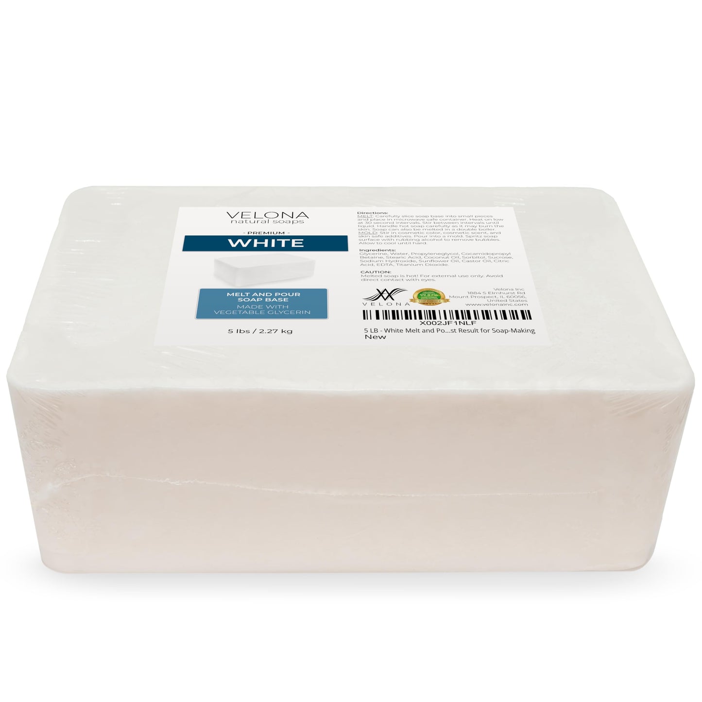 velona 5 LB - White Melt and Pour Soap Base SLS/SLES free | Natural Bars for The Best Result for Soap-Making