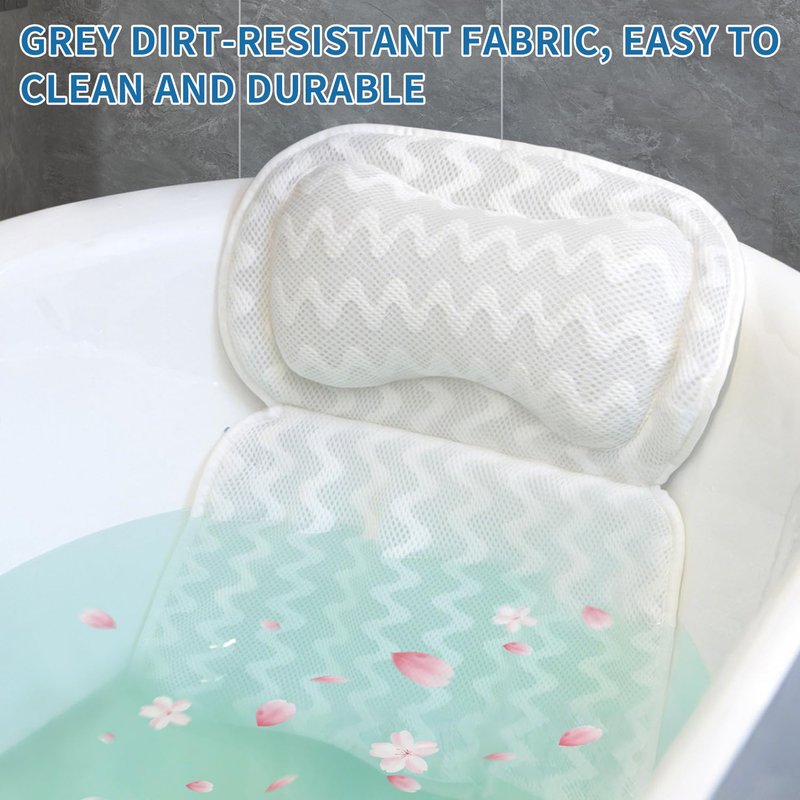 MYОGMK Bath Pillows for Tub Full Body, Thick Bathtub Cushion for Headrest Neck and Back Support with Laundry Bag White