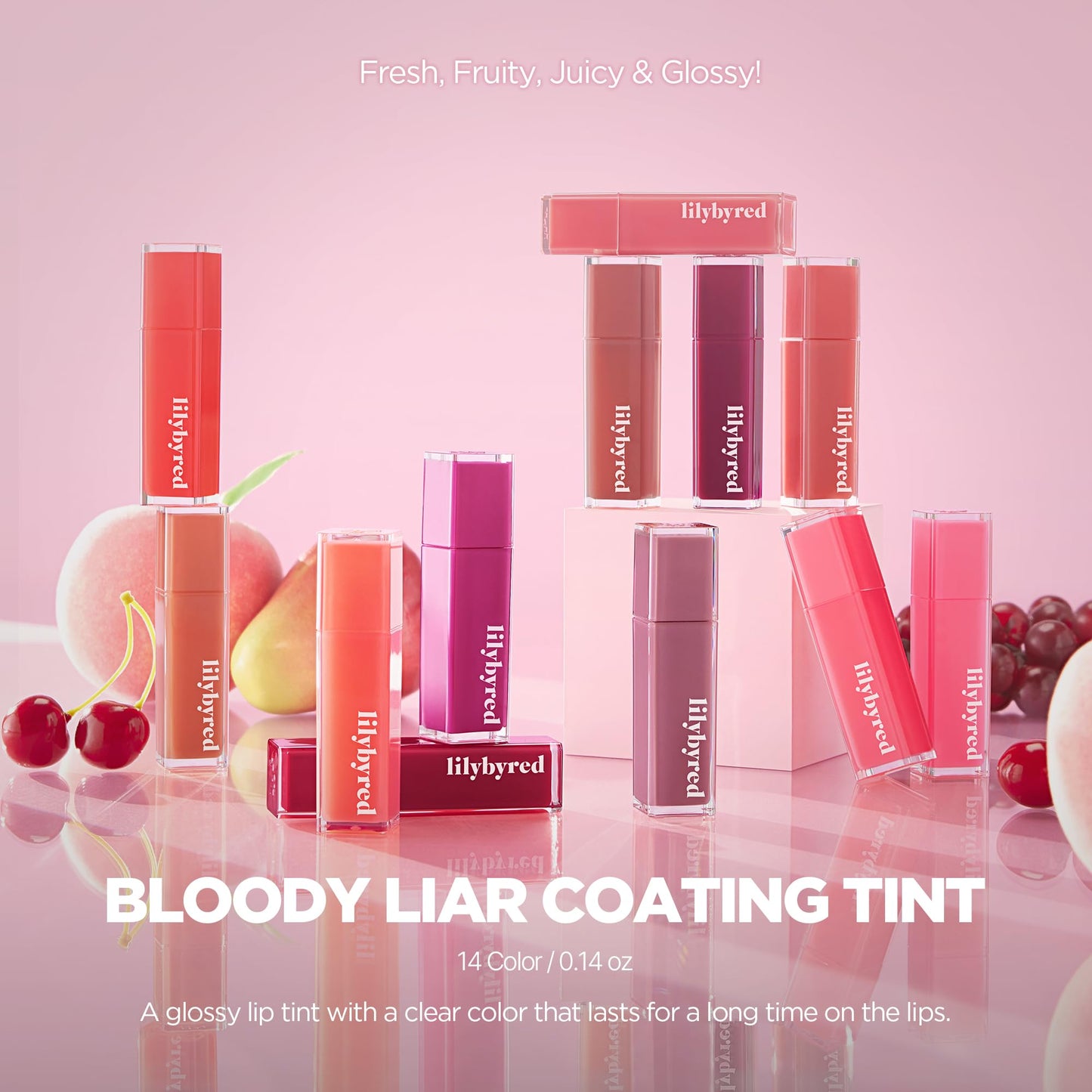 lilybyred Bloody Liar Coating Tint | Korean Glossy Lip Stain, Vivid & Juicy Color, Syrupy Shine, Moisturizing, Long-Lasting & Smudge-Proof, Non-Sticky, Lightweight, 0.14 oz. (19 Calm Cherry)