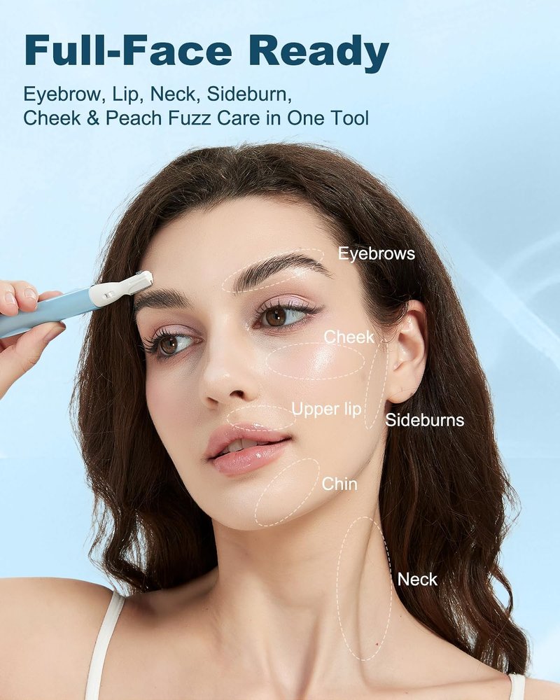Eyebrow & Facial Hair Trimmer - Precision Detailer with Rinseable Blade | Compact Battery Operated Design for Safe Touch-Ups