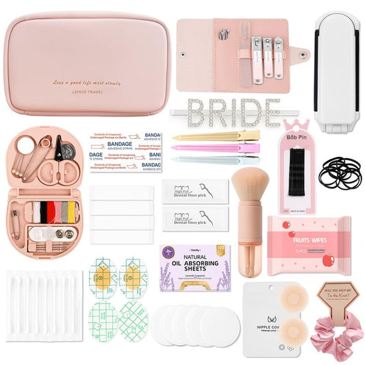 Bridal Emergency Kit for Wedding Day – Bride Survival Kit with Essential Items – Wedding Day Emergency Supplies for Bride, Maid of Honor, Women, and Bridal Party – Includes Makeup Bag