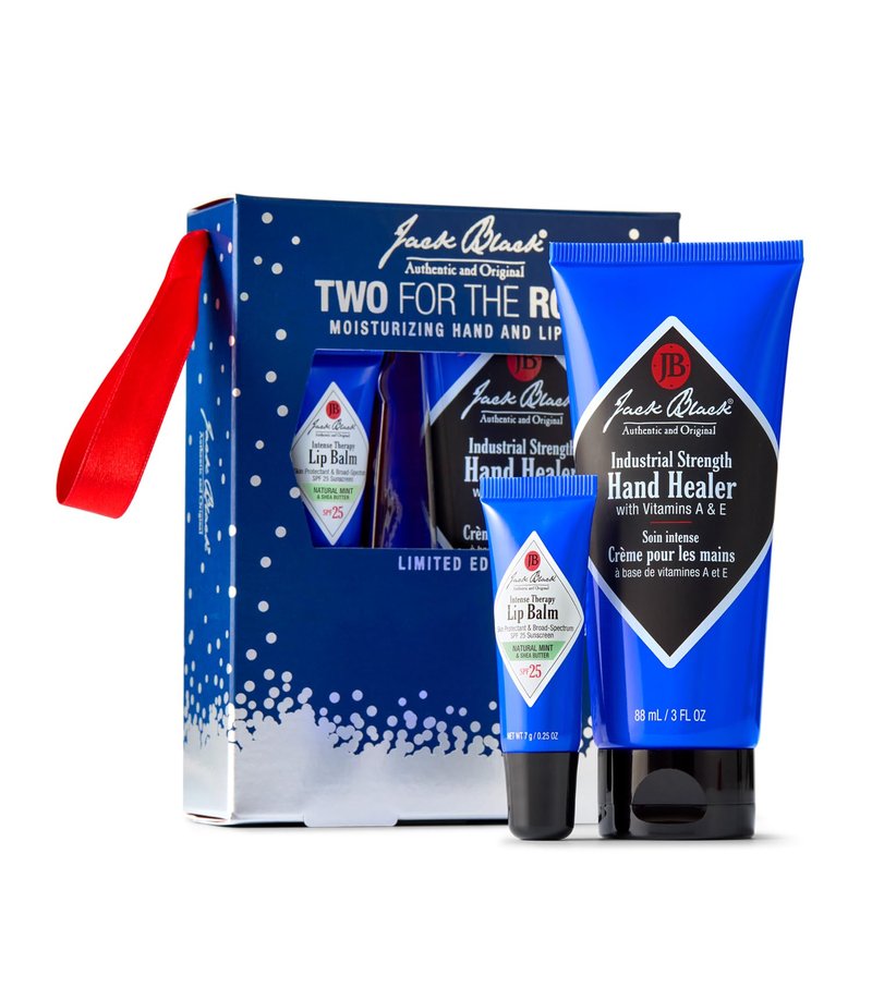 Jack Black Two For The Road Gift Set – Industrial Strength Hand Healer with Vitamins A & E and Natural Mint Intense Therapy Lip Balm with SPF 25 Sun Protection
