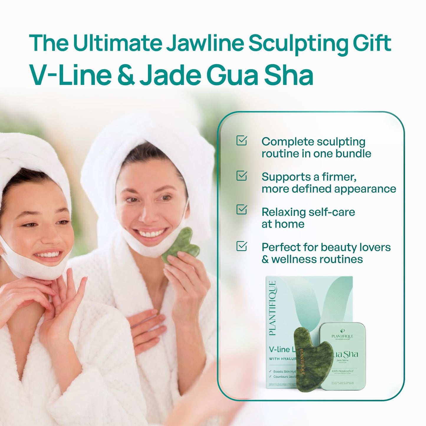 PLANTIFIQUE V-Line Chin Lifting Mask with Hyaluronic Acid & Aloe Vera, 20 Pcs - Double Chin Reducer, Jawline Shaper, Neck Firming and Tightening
