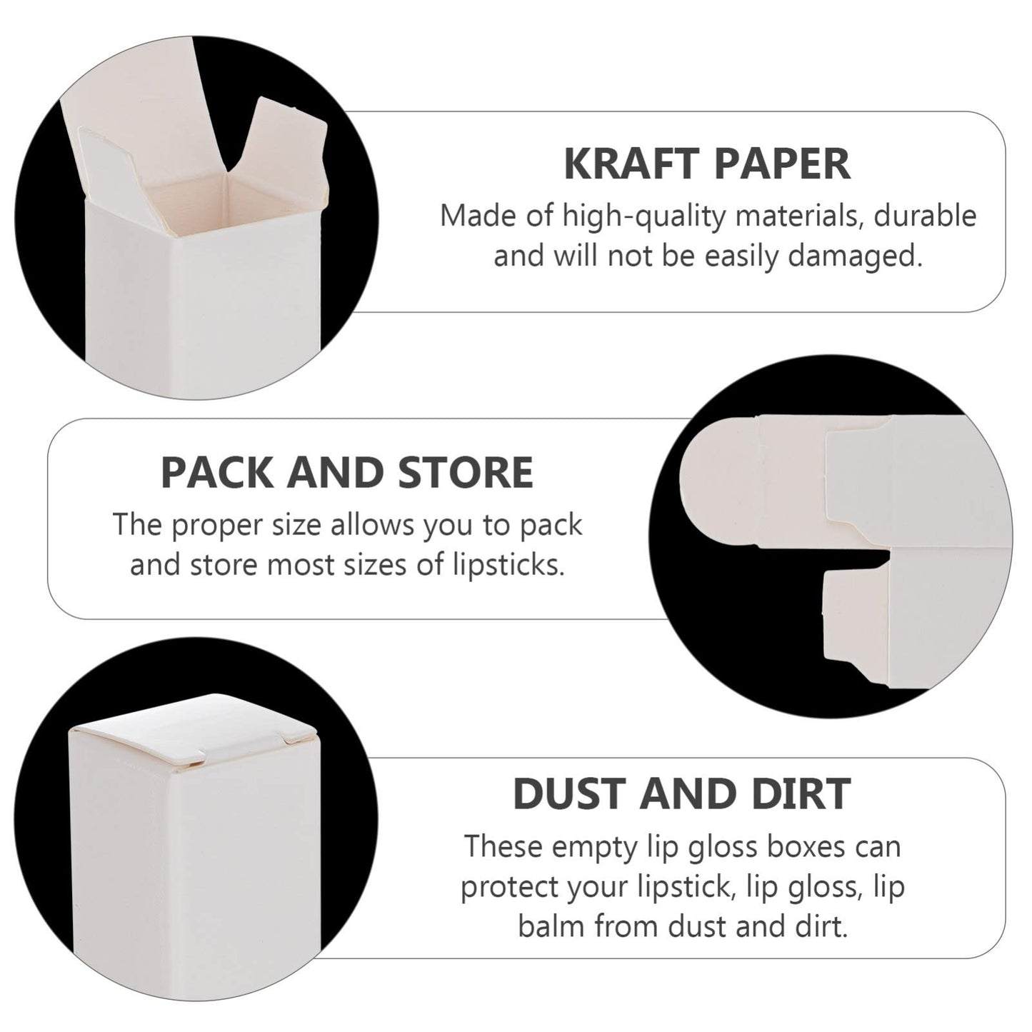 EXCEART Lipstick Pack 50 Pcs Lip Gloss Tubes Kraft Paper Packaging Boxes Lipstick Storage Boxes Lip Balm Wrapping Box (White) Paper Essential Oil Box