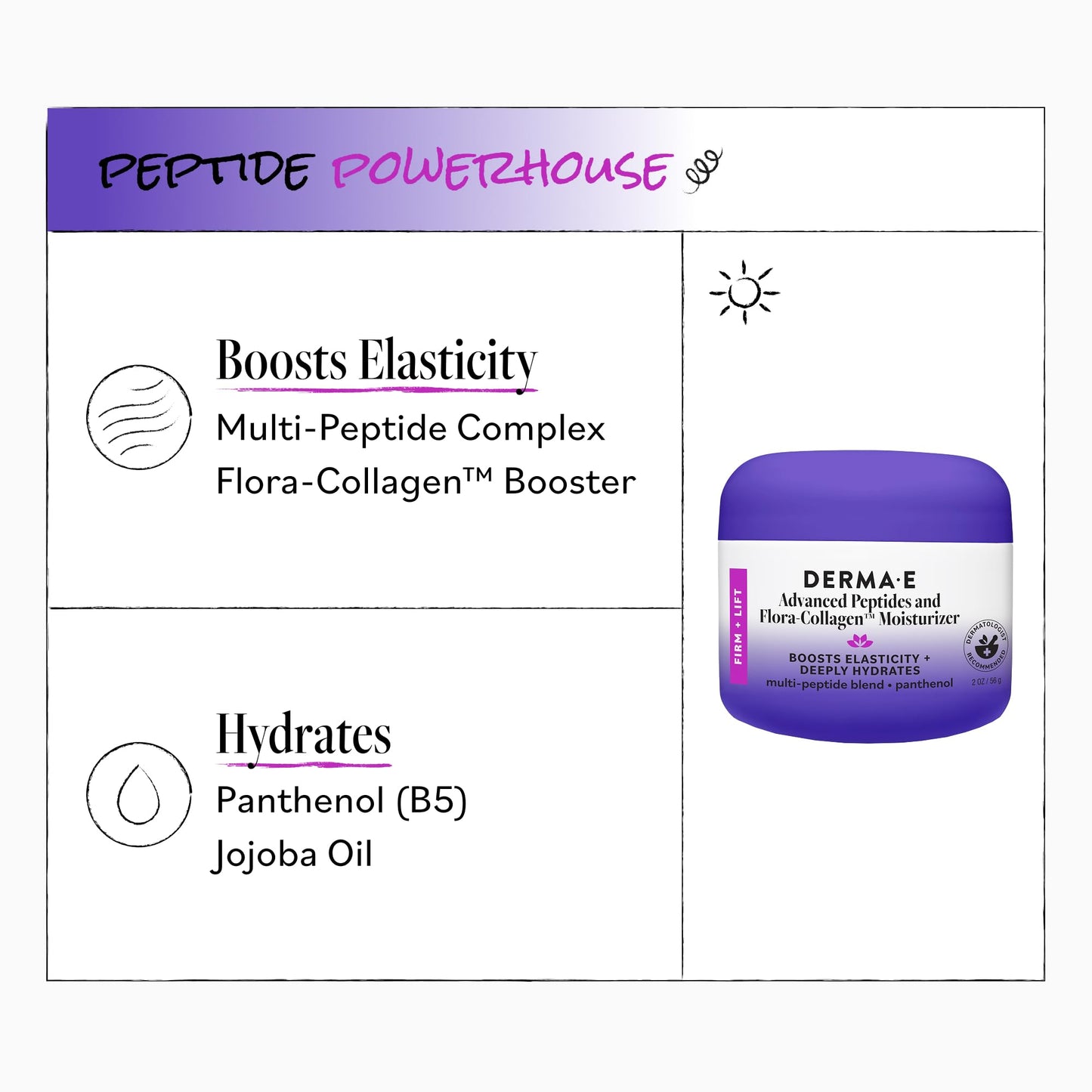 Derma E Advanced Peptides and Vegan Flora-Collagen Night Moisturizer – Hydrating Topical Facial Cream Improves Elasticity and Reduces Appearance of Lines and Wrinkles, 2 Oz