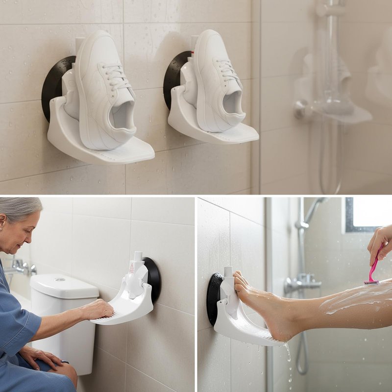 Shower Foot Rest - Shower Foot Rest for Shaving Legs with Powerful Suction Cups, Perfect for Bathroom Shaving, Travel-Friendly, Easy to Install and Carry, Ideal for Women, RV, and Home Use