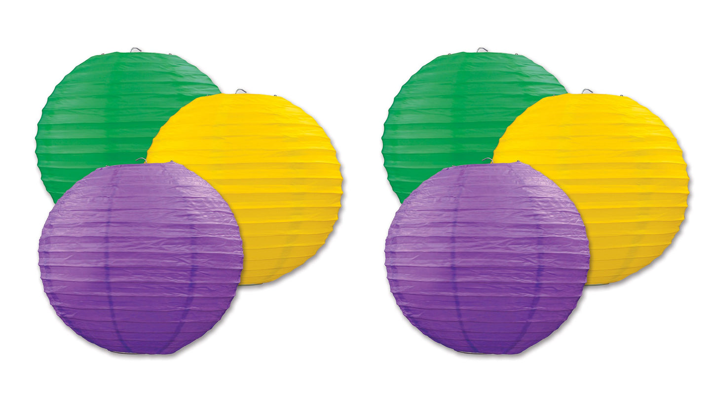 Mardi Gras Paper Lanterns 3 Count Pack of 2