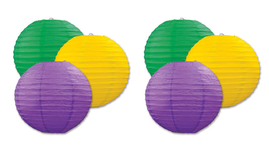 Mardi Gras Paper Lanterns 3 Count Pack of 2