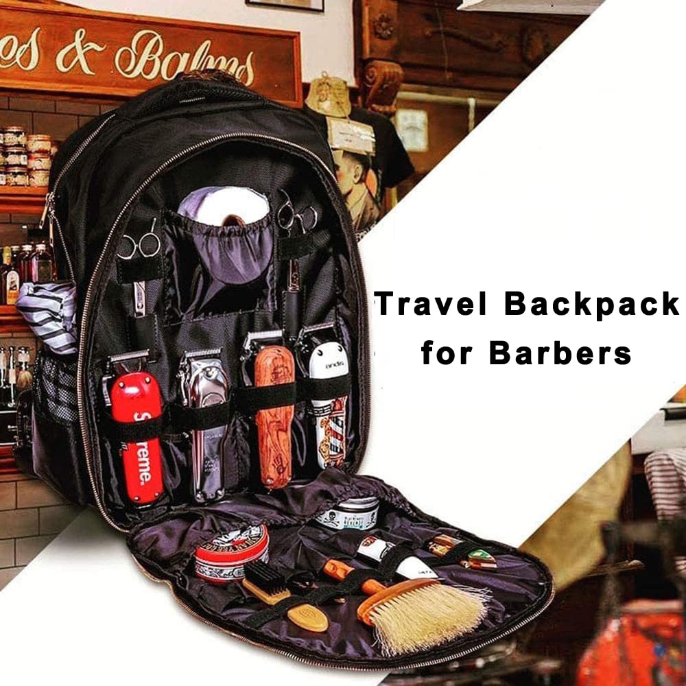 MAXPAND Large Backpack Bag Organizer for Barbers Clippers and Supplies Portable Hairstylist Clipper Backpack Travel Barber Shop Tools Bag 3 in 1 (BLACK), 19 INCHES
