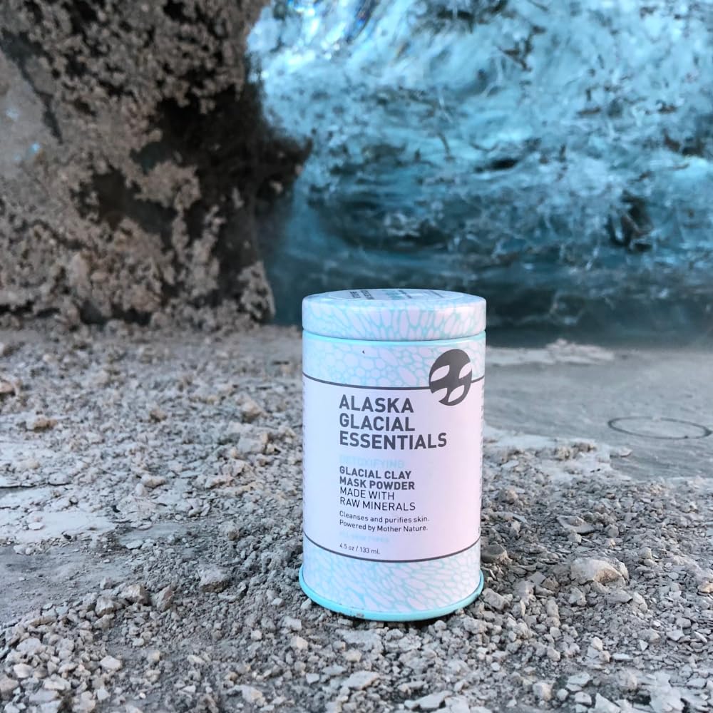 Alaska Glacial Mineral Clay Mask Powder for Face & Body | Detox, Exfoliate & Rejuvenate Skin | 100% Pure Glacial Silt – Unscented, 4.5oz