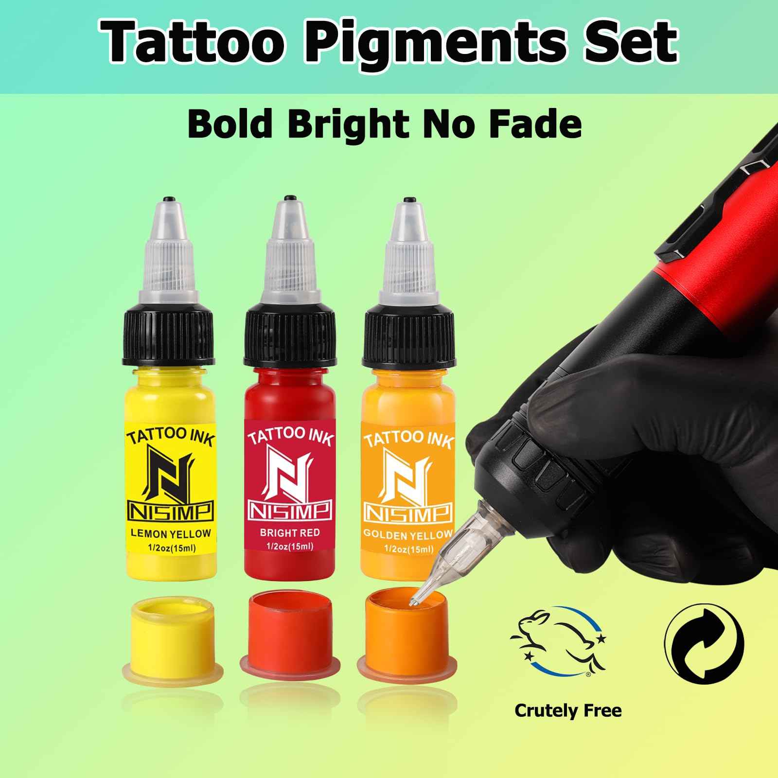 NISIMP Ink Color Pigment Set-Vegan Friendly,1/2oz 15ml 7 Colors Ink Kit Set