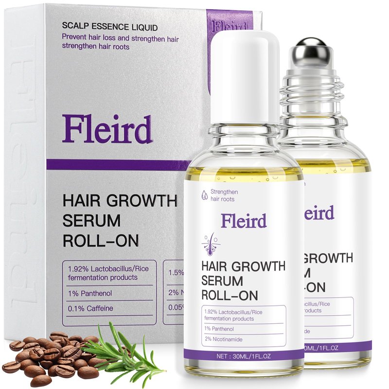 Rosemary Hair Growth Serum Roll-On | Rosemary Oil, Biotin, Anagain, Caffeine, Niacinamide | Fleird™ X7 Technology – Thinning Hair & Hair Fall – Thicker, Fuller Hair for Women & Men,1 Fl Oz (Pack of 2)