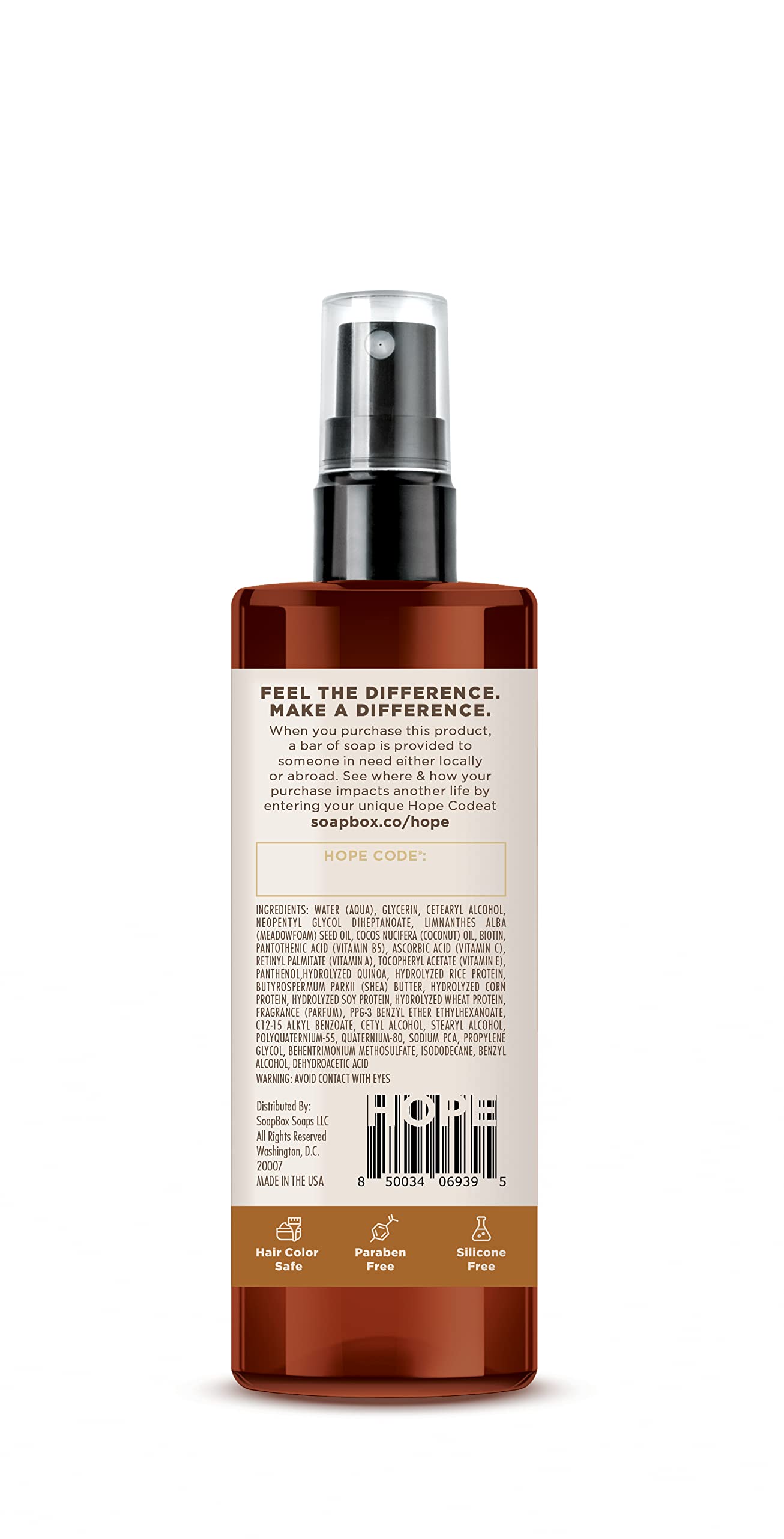 Soapbox Mane Tamer, Leave In Conditioner Spray - Smooth Flyaways & Add Shine - Detangler & Frizz Control Leave In Hair Conditioner - Paraben Free, Silicone Free, Color Safe & Vegan - 8 oz