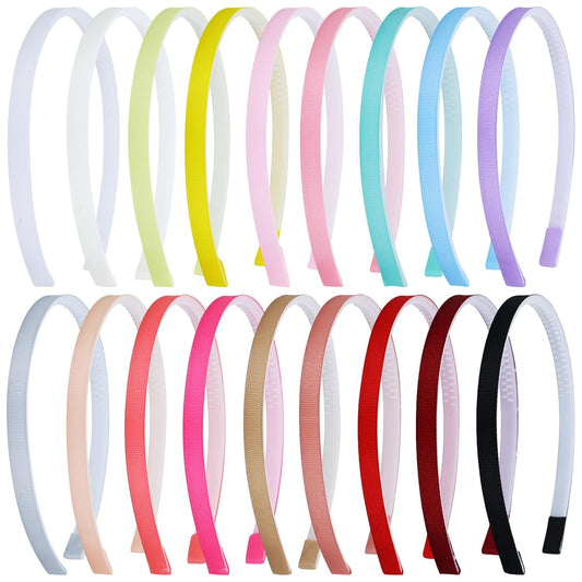 18 Pieces Candy Color Width 1cm Blank DIY Craft Project Plastic Headbands Hair Hoops Hair Accessoris for Women Girls Teens Kids