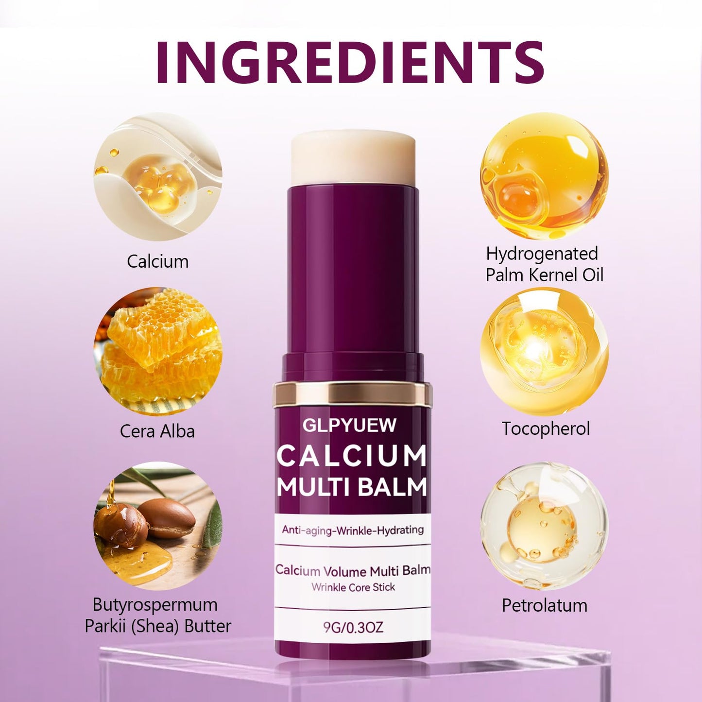 GLPYUEW Cemenrete Calcium Multi Balm, Korean Collagen Moisturing Stick,Calcium Volume Multi Balm, Wrinkle Core Stick, cemenrete calcium multi balm anti-aging, sagging, wrinkles (Pack of 2)