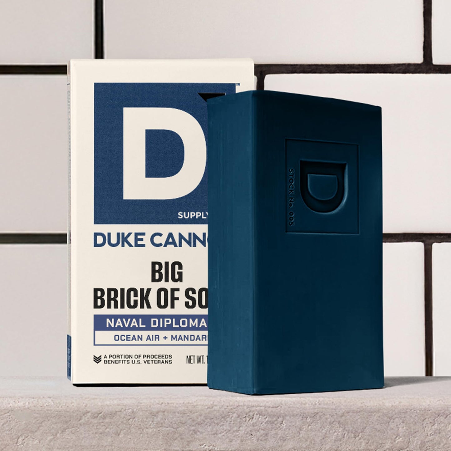 Duke Cannon Naval Diplomacy Big Brick Soap Bar 10 oz - Ocean Air + Mandarin Scent, Triple Milled Long-Lasting Natural Soap, Large Men’s Bar, Supports U.S. Veterans, 4 Pack