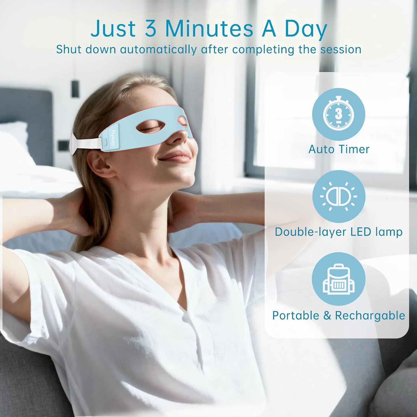 Red Light Therapy Eye Mask - NIR Infrared Device for Dark Circles, Puffiness & Wrinkles | Anti-Aging Treatment for Men & Women