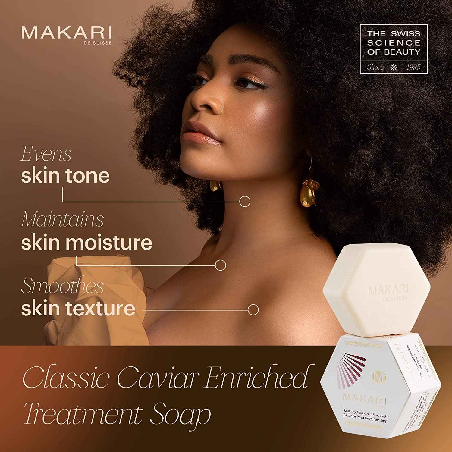 Makari Classic Caviar Enriched Treatment Soap 7.0 oz – Moisturizing & Brightening Bar Soap for Face & Body – Anti-Aging Cleanser Combats Dryness, Dullness, Wrinkles & Blemishes