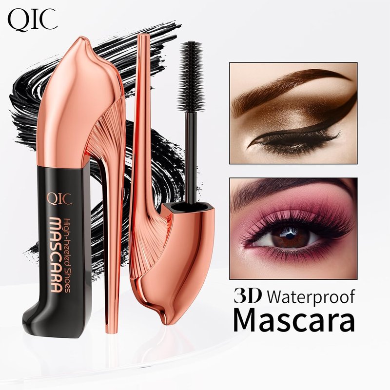 High Heels Black Mascara - Waterproof, Smudge-Proof Volumizing Formula for Sensitive Eyes | Long-Lasting Curling & Lengthening