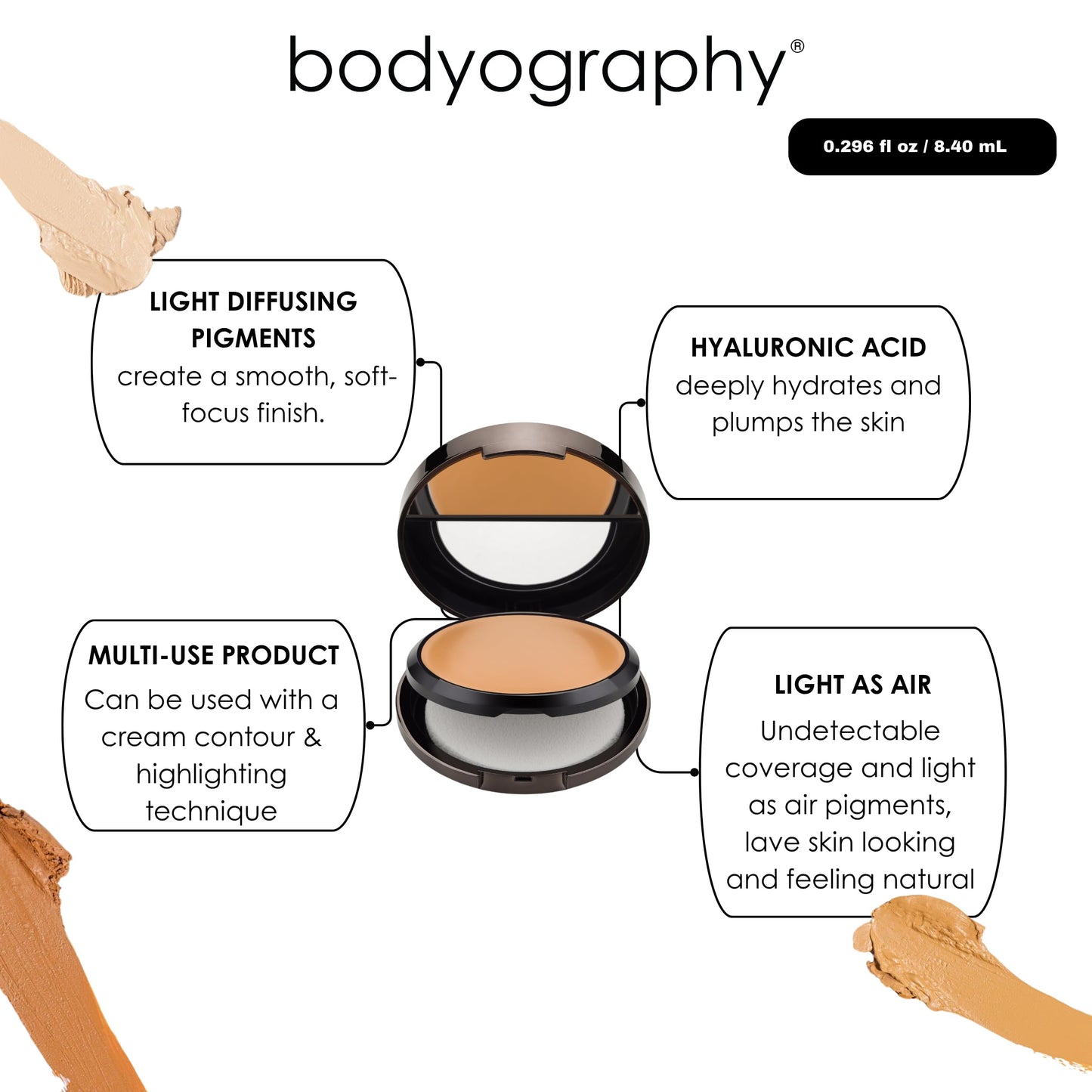 Bodyography Silk Cream Foundation – Medium | Hydrating, Weightless Liquid Cream Foundation with Hyaluronic Acid & African Rooibos Tea | Medium-to-Full Coverage, Luminous Finish | Vegan, Talc-Free